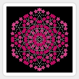 Pink & White Flower Mandala Art Sticker